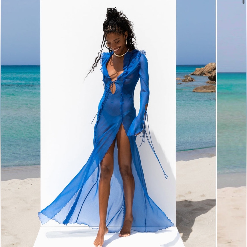 Rat & Boa Inspired Faretti Dress in Blue Mesh